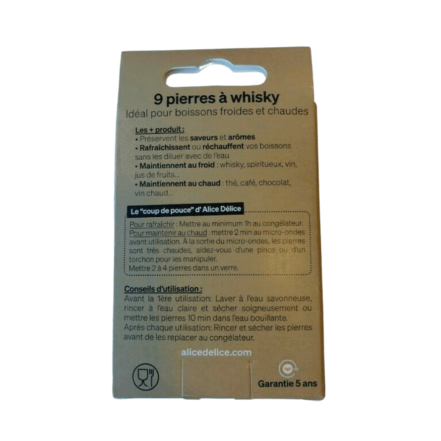 Lot de 9 Pierres à whisky 2 cm grises - Alice Délice