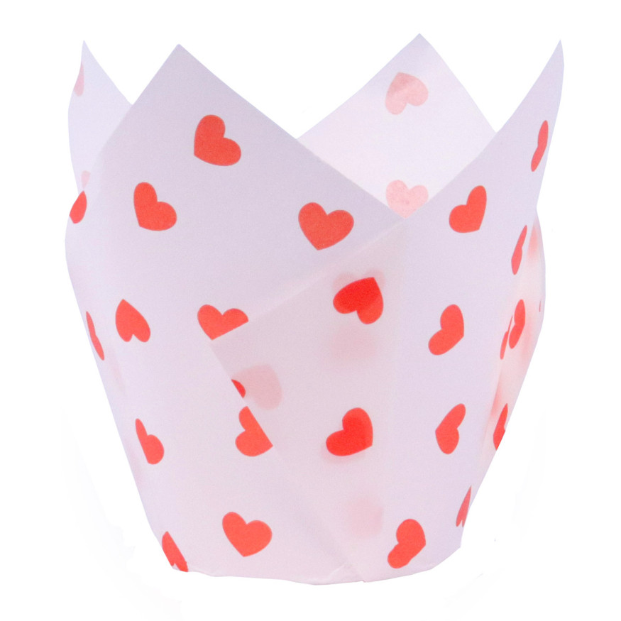 24 caissettes pour muffins et cupcakes décor cœurs