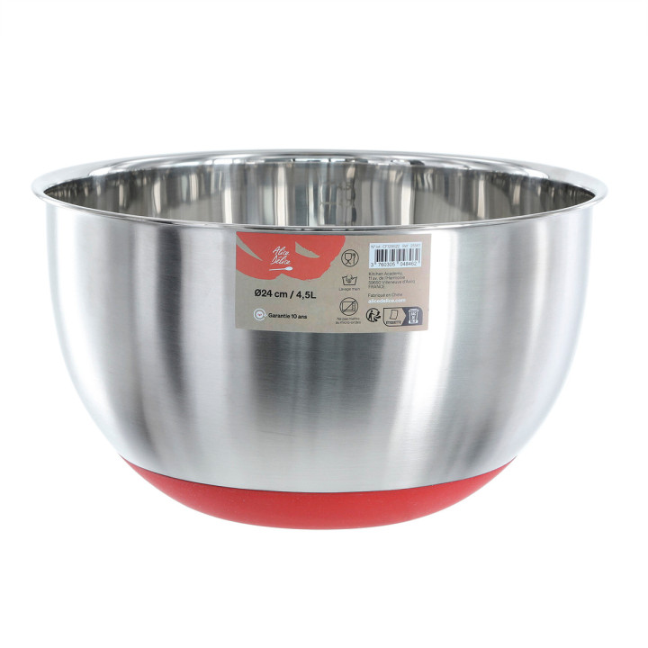 Bol de préparation en inox gris avec base anti-dérapante 24 