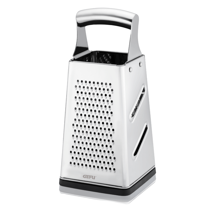 Râpe carré 4 faces inox 24 cm avec couvercle de récupération