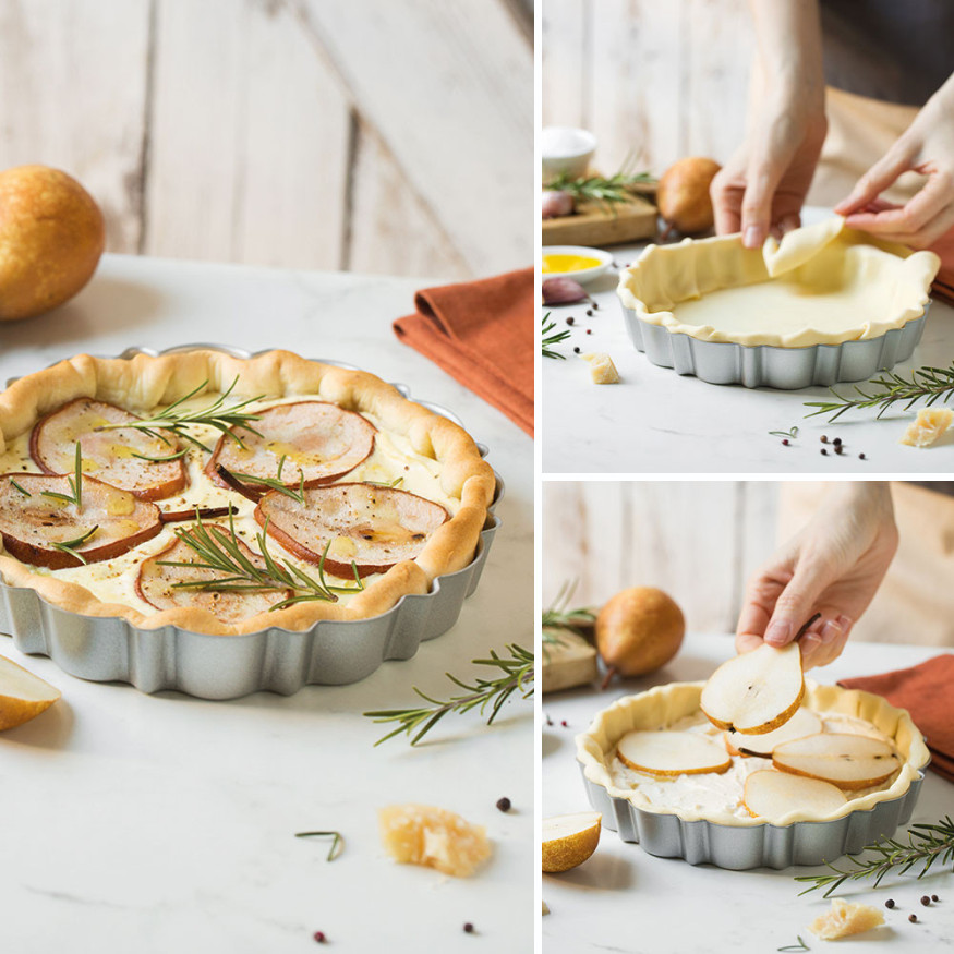 Moule à tarte avec fond amovible en métal antiadhésif 20cm