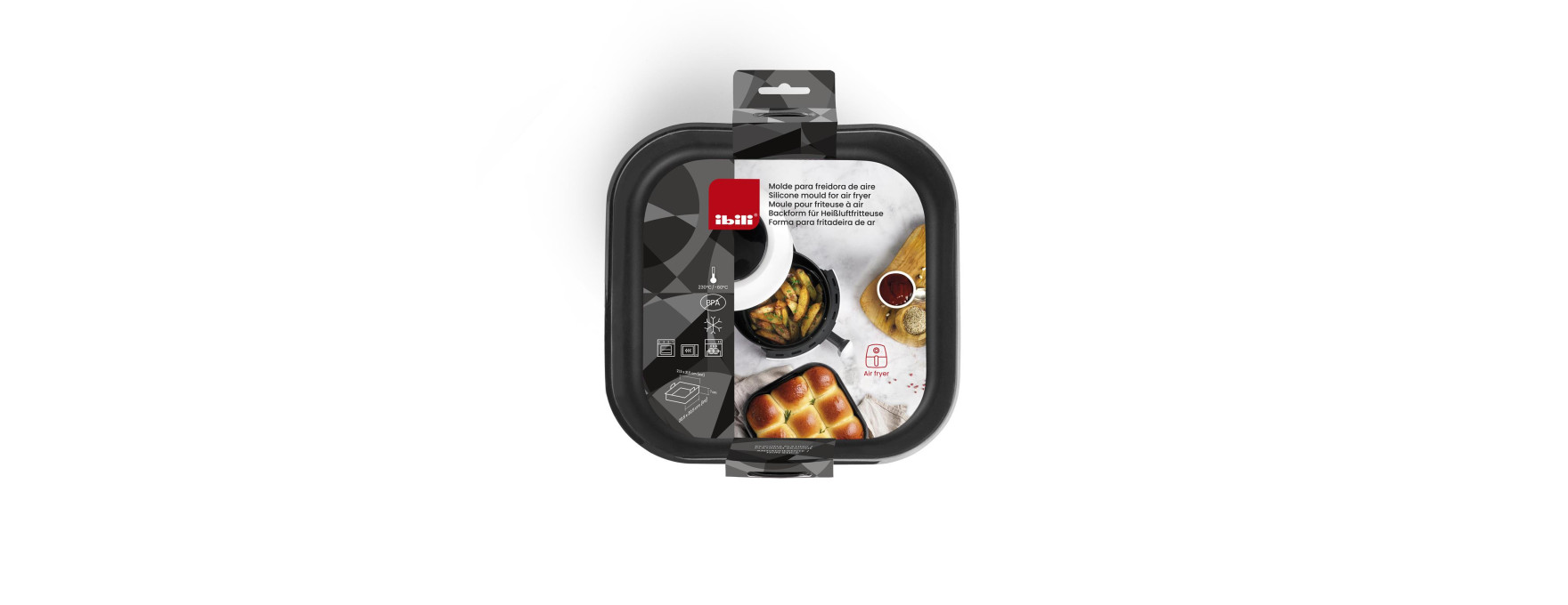 Récipient en silicone pour airfryer carré 20 cm - Ibili