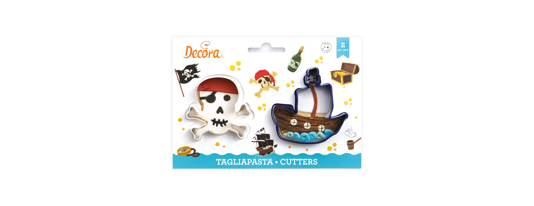 Kit 2 emporte-pièces en plastique : Pirate - Decora