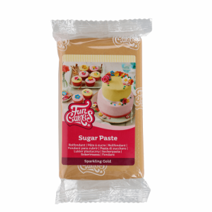 Pâte à sucre dorée pailletée 250 gr - Funcakes