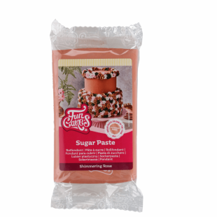 Pâte à sucre rose pailletée 250 gr - Funcakes