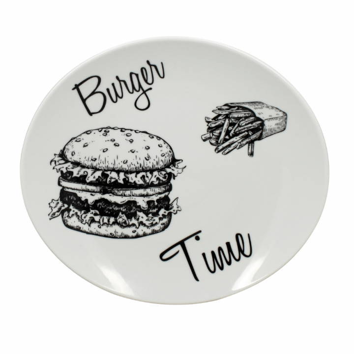 Assiette  burger 29.5 cm en porcelaine - Novastyl