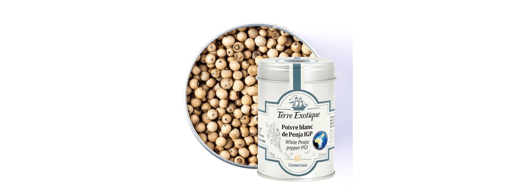 Poivre blanc du Penja 70gr - Terre Exotique