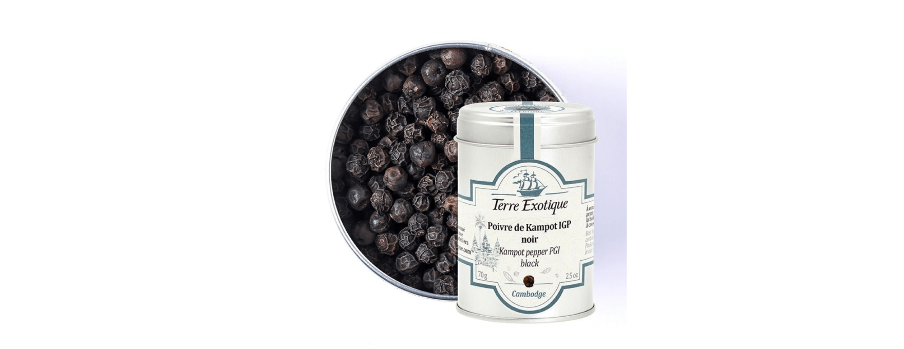 Poivre noir de Kampot IGP 70 g - Terre Exotique