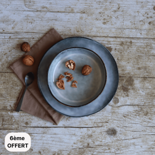 Assiette coupe 20 cm Aronal en grès bleu - Ogo living