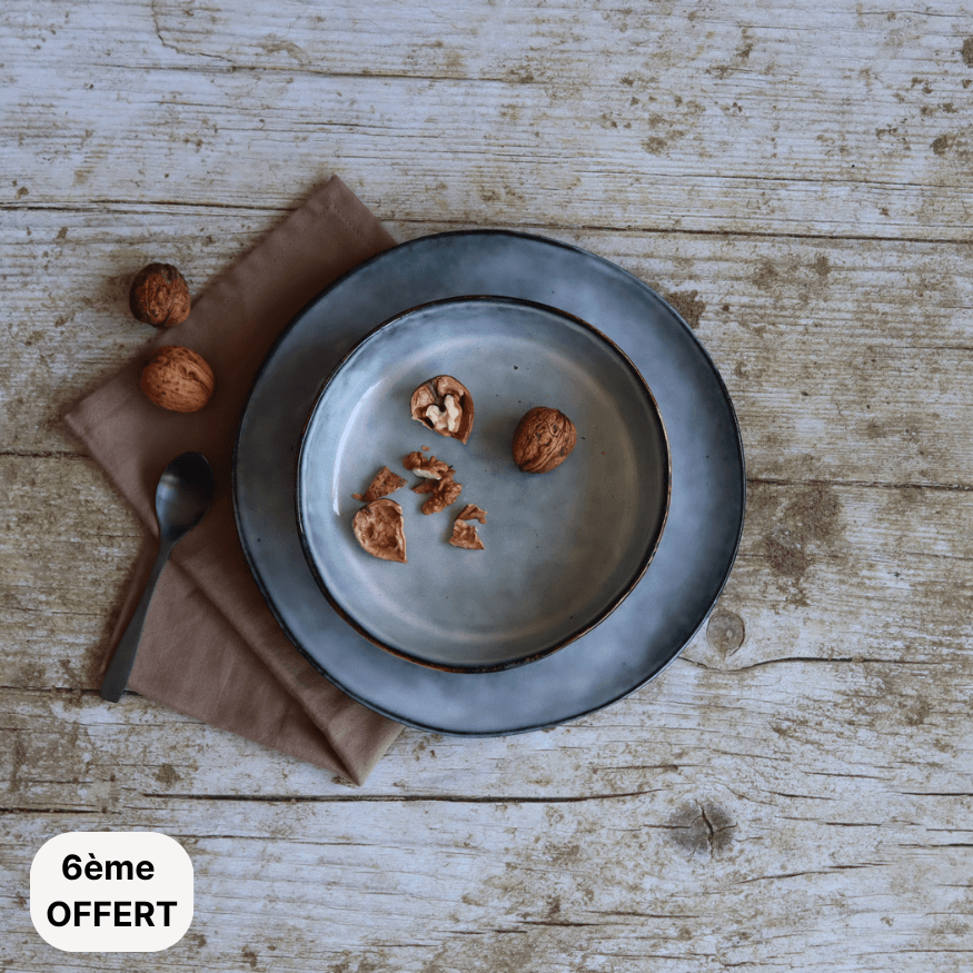 Assiette coupe 20 cm Aronal en grès bleu - Ogo living