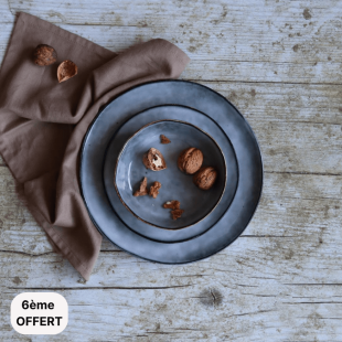 Assiette coupe 16 cm Aronal en grès bleu - Ogo living