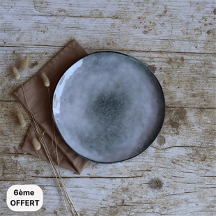 Assiette plate 27,5 cm Aronal en grès bleu - Ogo living