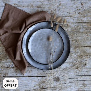 Assiette dessert 20 cm Aronal en grès bleu - Ogo living