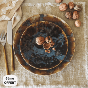 Assiette plate 27 cm en porcelaine marron Volcano - Novastyl