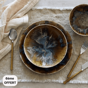 Assiette calotte 21 cm en porcelaine marron Volcano - Novast