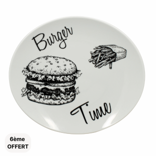 Assiette  burger 29.5 cm en porcelaine - Novastyl