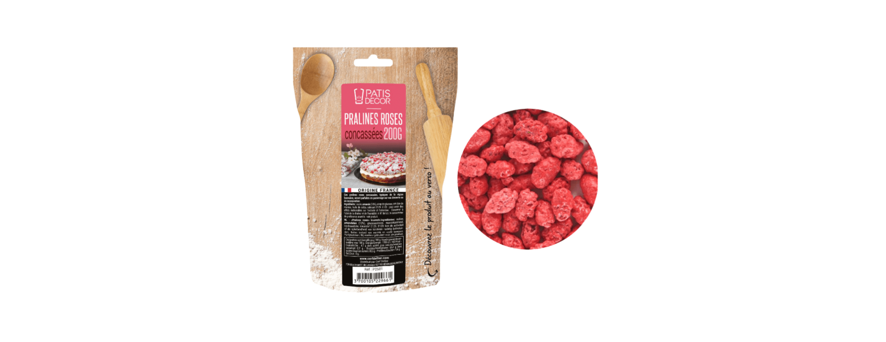 Pralines roses concassées 200 g - Patisdecor