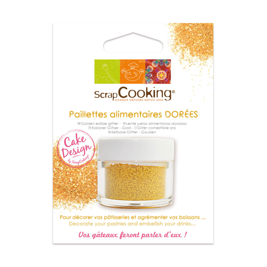 Paillettes alimentaires dorées 5 gr - Scrapcooking