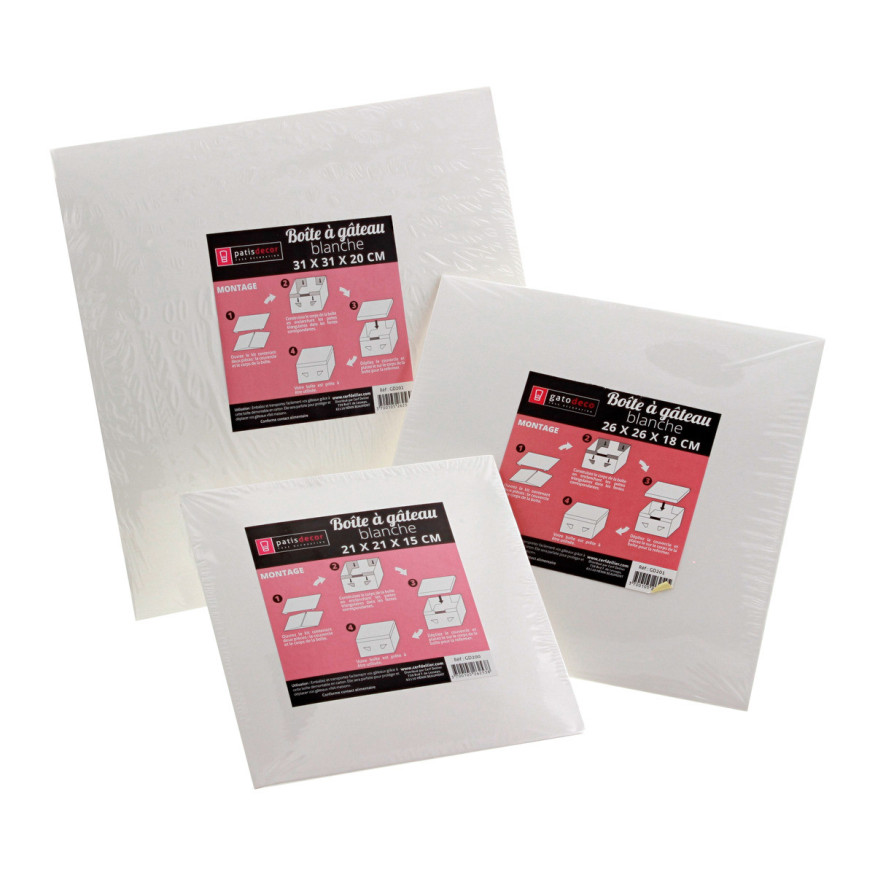 Boîte à gâteaux blanche 30.4 x 30.4 x 20  cm - Patisdécor