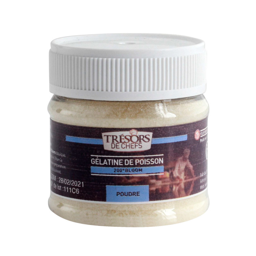 Gélatine de Poisson Poudre 200° Bloom 30 g – Trésors de Chefs | Alice Délice