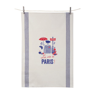 Torchon La vie à Paris 55x80  cm 100% coton - Tissage de L´Ou
