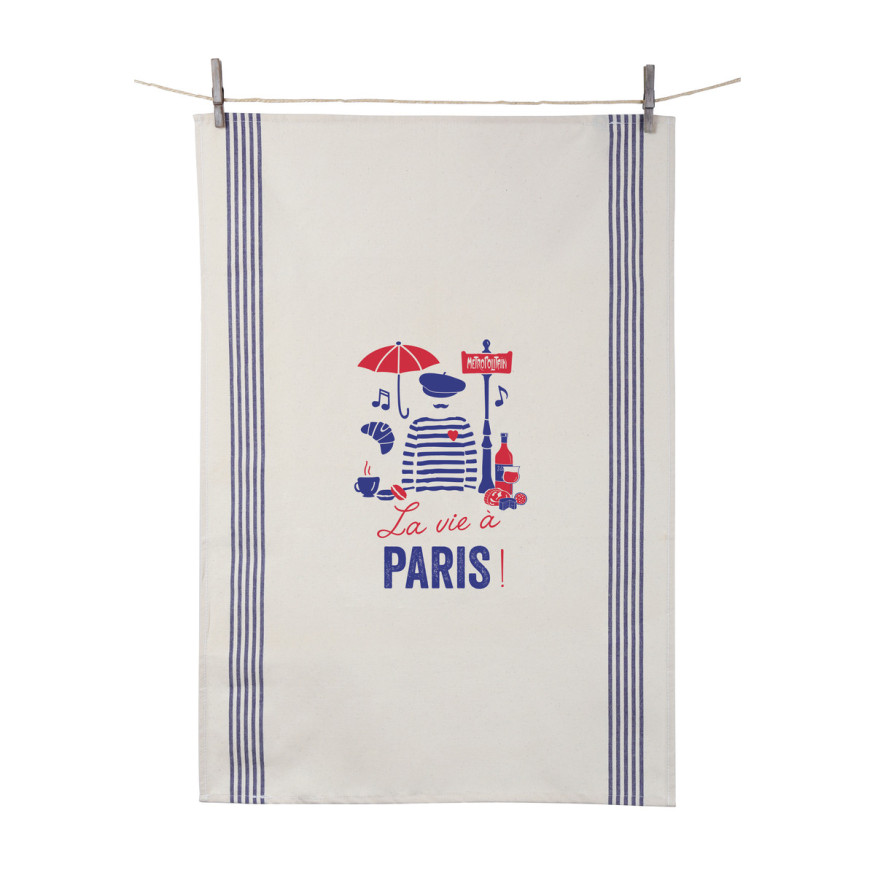 Torchon La vie à Paris 55x80  cm 100% coton - Tissage de L´Ou