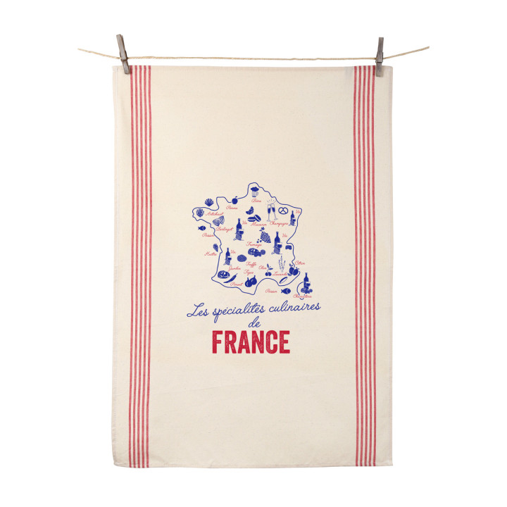 Torchon "Spécialités culinaires de France" - Tissage de l´ou