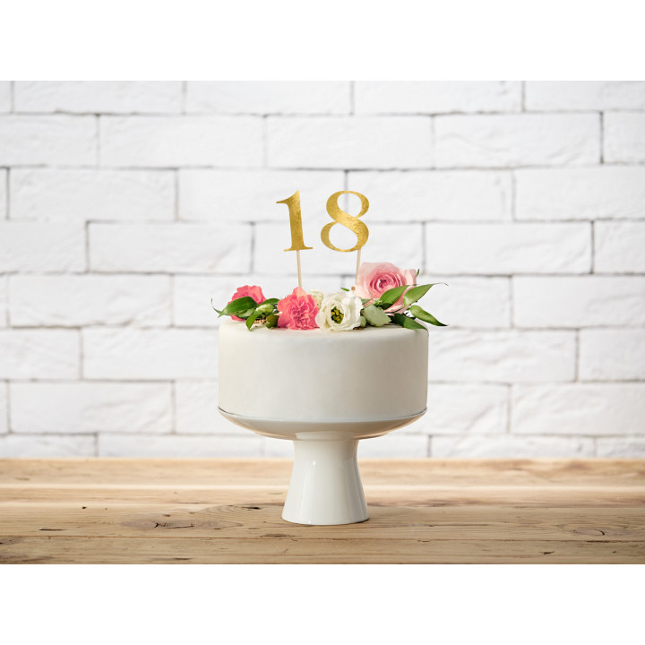 Décor de gâteau : 11 chiffres dorés 26  cm - Party Deco