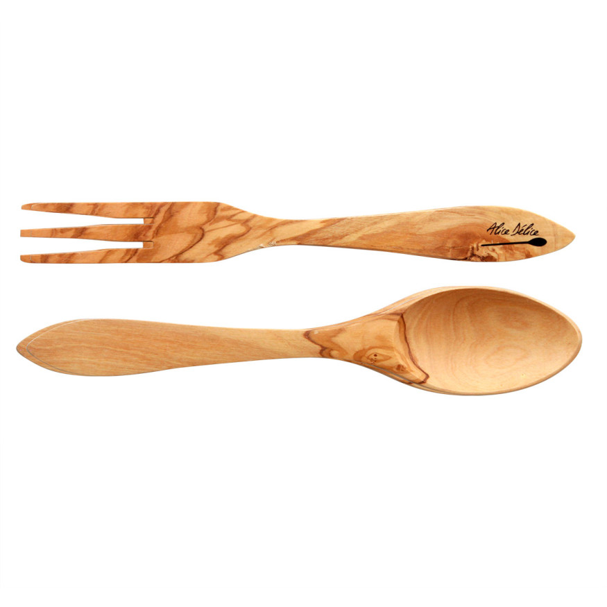 Couverts à salade en bois d´olivier 25 cm - Alice Délice