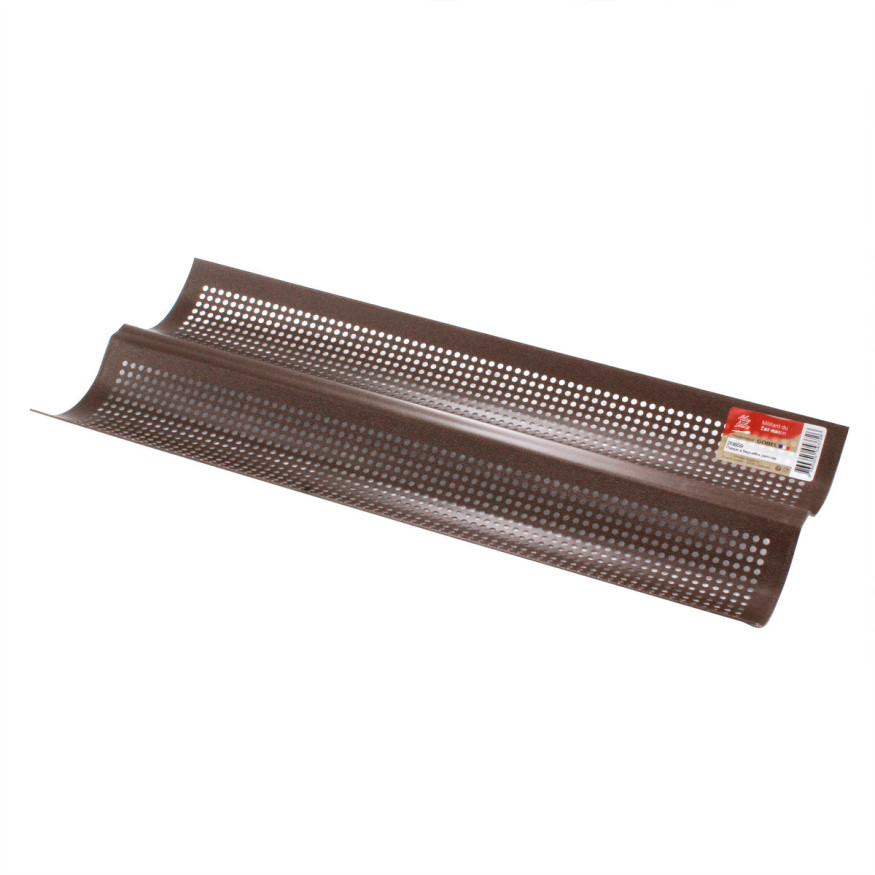 Plaque à 2 baguettes perforées en métal anti adhérent 38 x 1