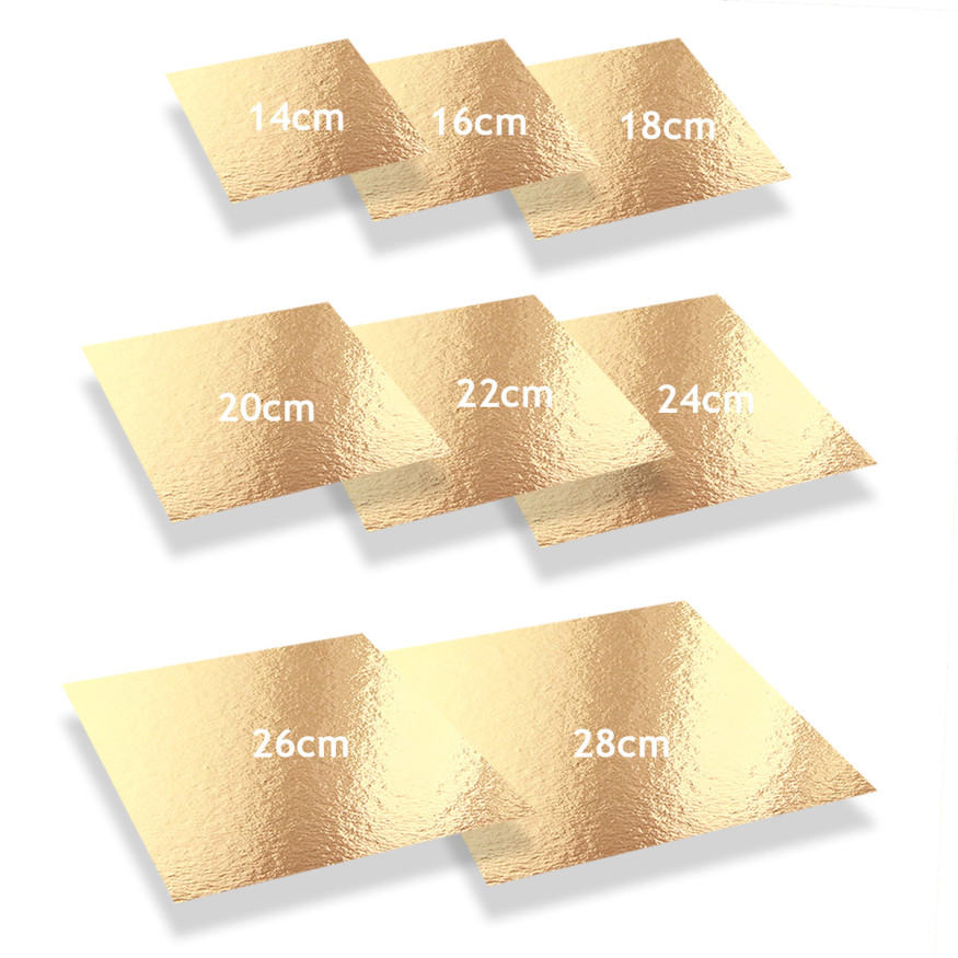 5 supports à gâteaux carrés dorés et noirs 26 x 26  cm - Pat