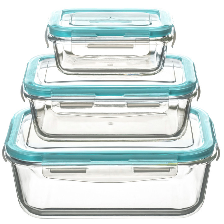 Lot de 3 boites de conservation en verre rectangulaires - 5 Five