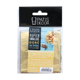 50 feuilles de papier emballage doré pour bonbons et chocolat
