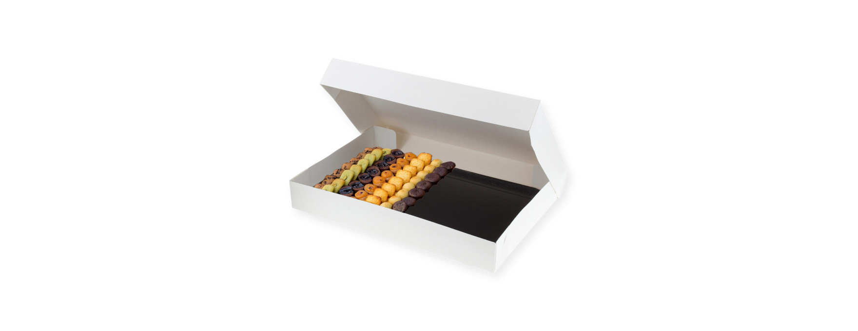 LA BOÎTE À GÂTEAUX Boîte à gâteaux blanche avec plateau 28 x 42 x 5 cm