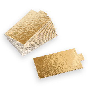 20 mini supports à gâteaux rectangulaires dorés 9 x 5.5  cm