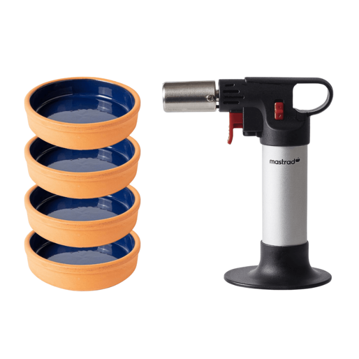 Coffret crèmes brûlées Mastrad – Chalumeau et 4 ramequins bleu nuit | Alice Délice