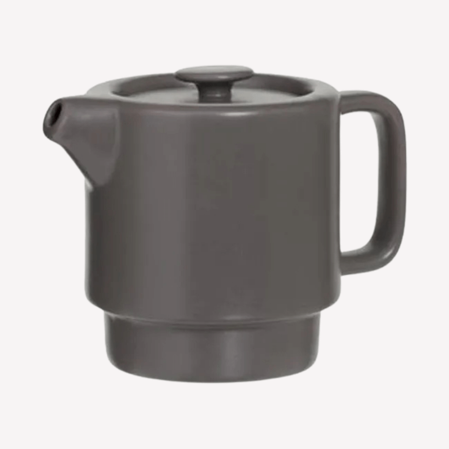 Théière solitaire en bambou et céramique gris taupe 40 cl -