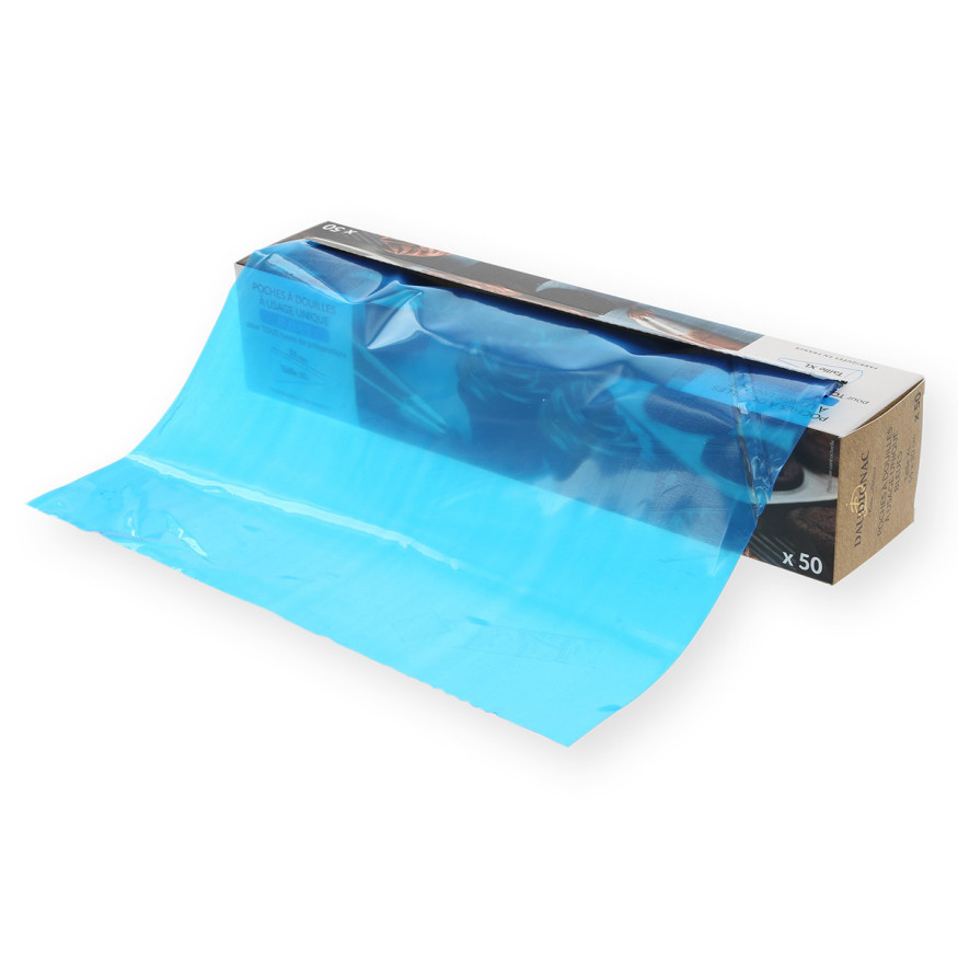 50 poches à douilles jetables bleues 55  cm - Daudignac