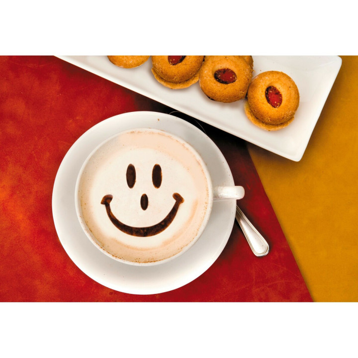 Lot de 3 pochoirs pour décorations de boissons chaudes en in