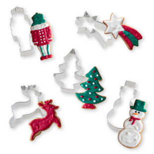 Set de 5 emporte-pièces en inox Noël : étoile filante. renne