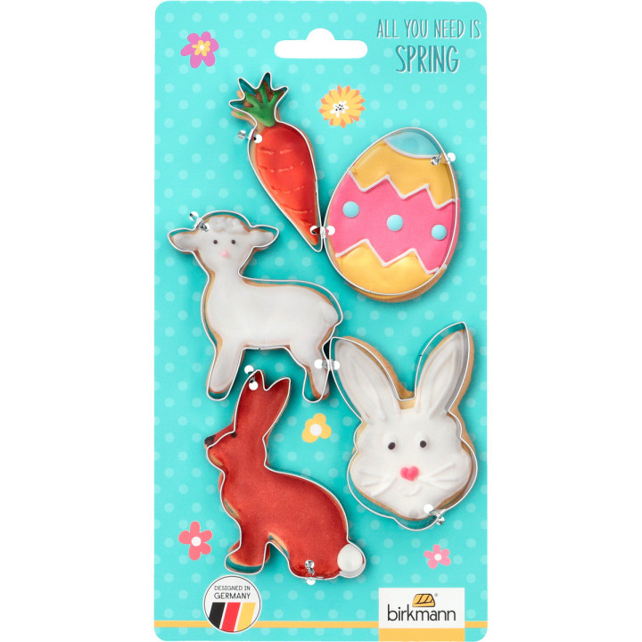 Set de 5 emporte-pièces en inox Pâques : carotte. tête de la