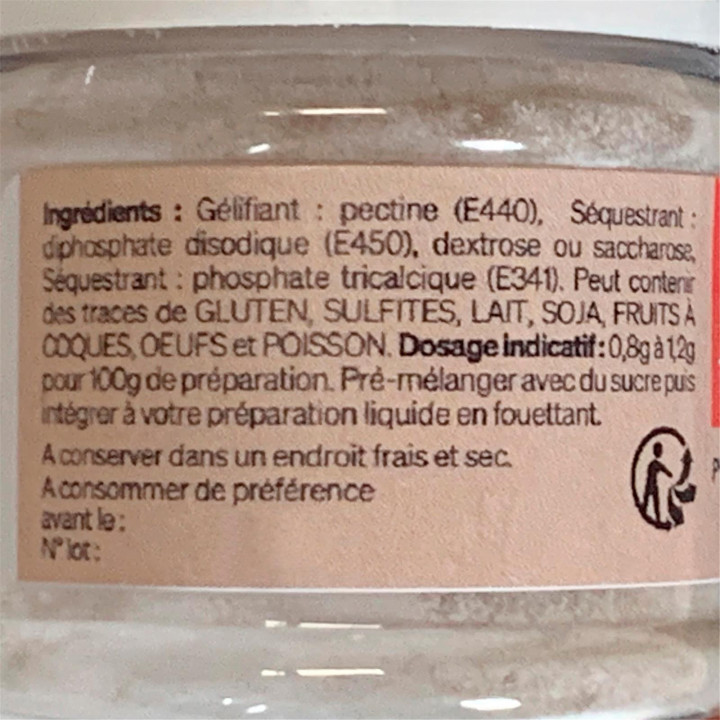 Pectine nh en poudre : gélifiant spécial nappages 30 gr - Al