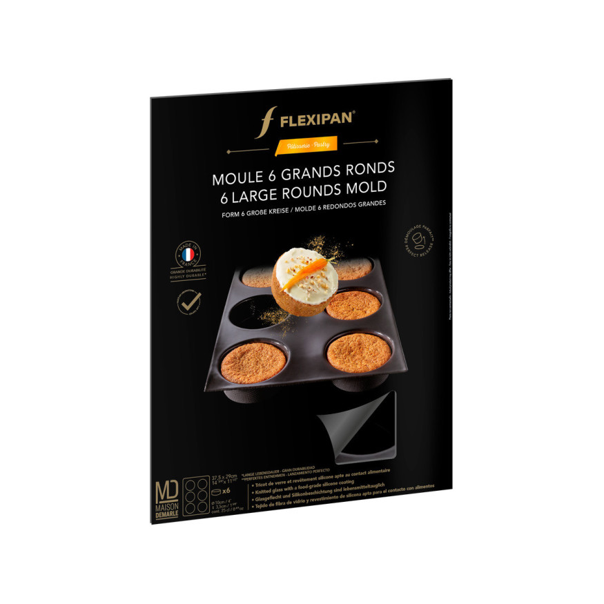 Moule en silicone et tricot de verre 6 grands ronds 37.5 x 2