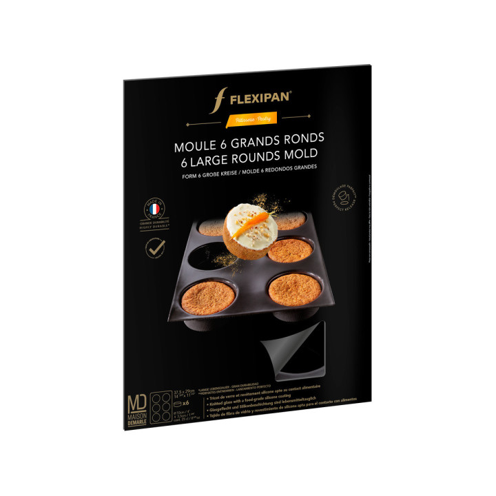 Moule en silicone et tricot de verre 6 grands ronds 37.5 x 2