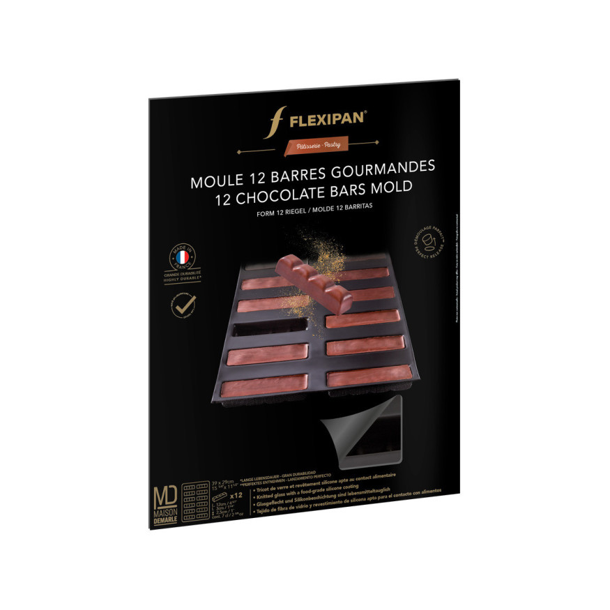 Moule en silicone et tricot de verre 12 barres gourmandes 39