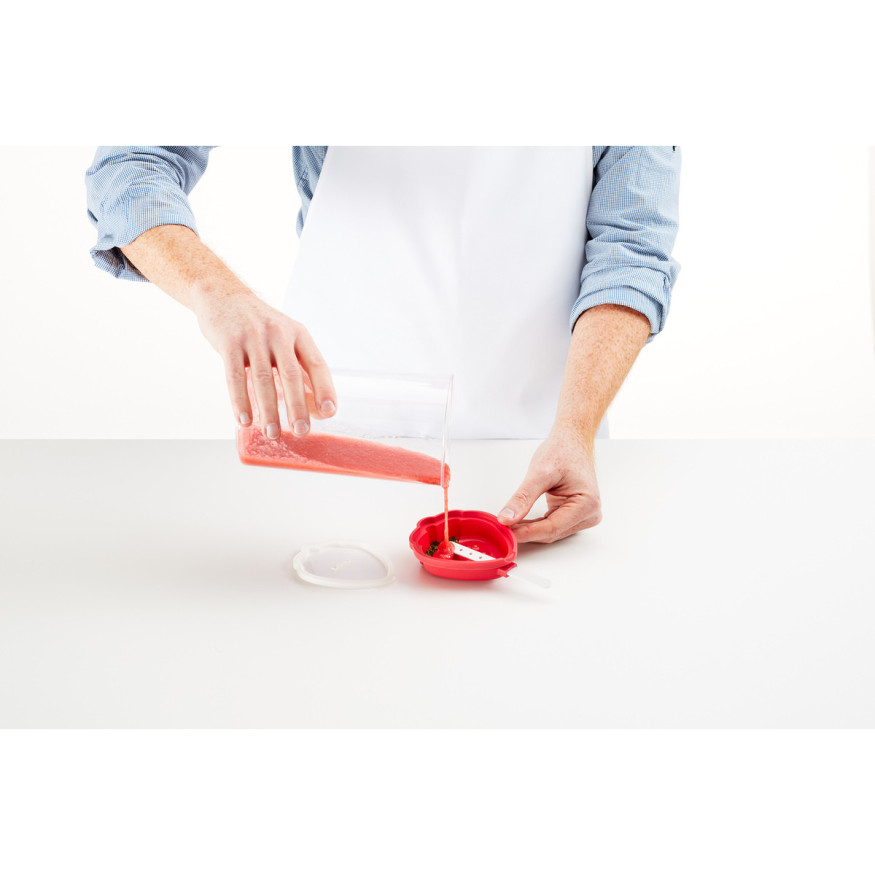 4 moules à glace en silicone en forme de fraise 95 ml - Lékué
