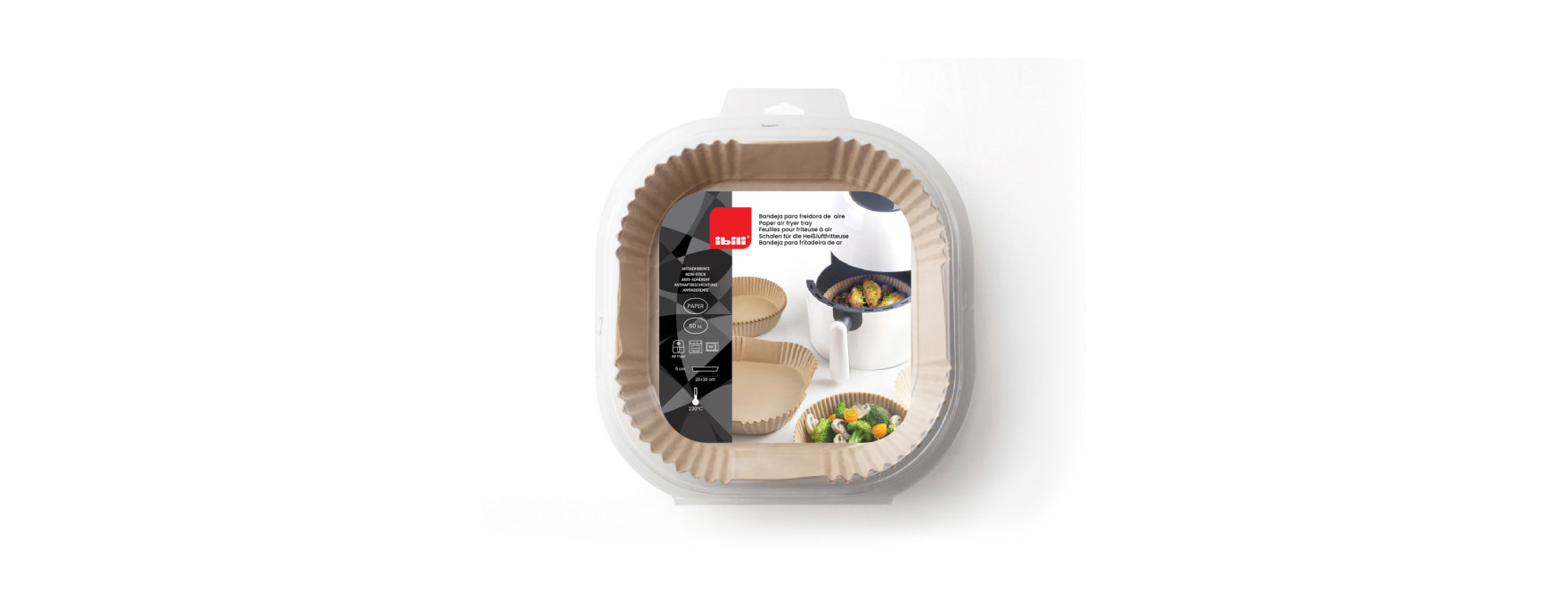 50 moules en papier pour airfryer carrés 20 cm - Ibili