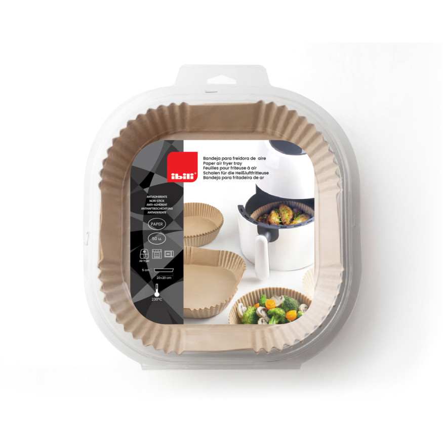 50 filtres jetables carrés pour airfryer 20 cm - Ibili