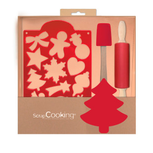 Coffret 4 ustensiles de pâtisserie pour enfants Noël : roule