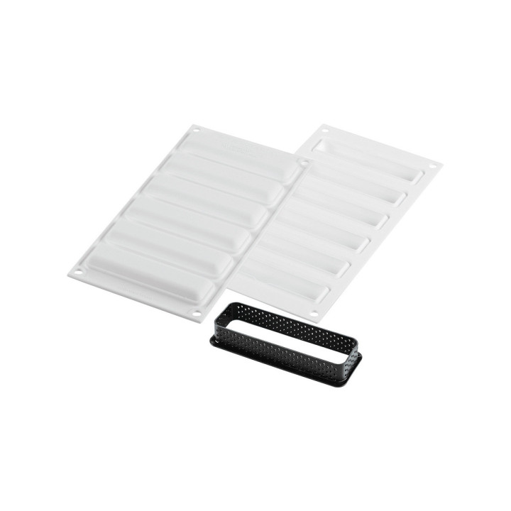 Kit tartelettes Ring Rectangular : moule en silicone 6 empre